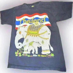 My Dream Thailand with textured details vintage tee. Size medium. Faded black